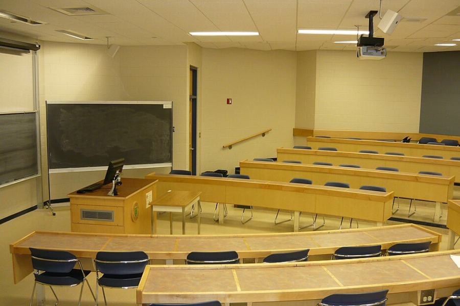 Empty college classroom