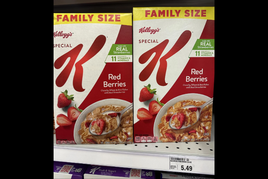 Two boxes of Special K Red Berries cereal labeled “Family Size,” with one box noticeably smaller in volume than the other despite identical branding.