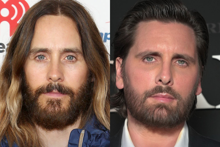 Side-by-side close-up photo of two men with beards and serious expressions. The man on the left has long wavy hair and wears a dark jacket, while the man on the right has short slicked-back hair and wears a suit jacket over a white shirt.