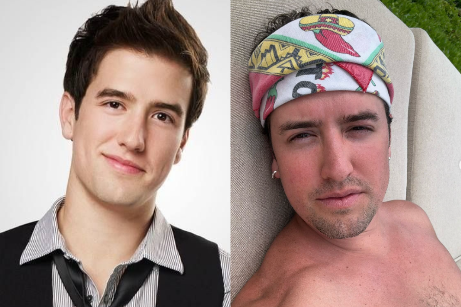 Logan Henderson smiling in a professional portrait with a vest and tie, next to a relaxed selfie with a headscarf and light facial hair.