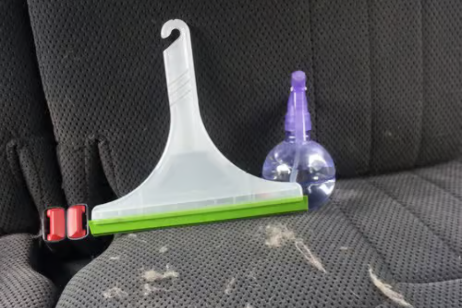 Squeegee hair in car