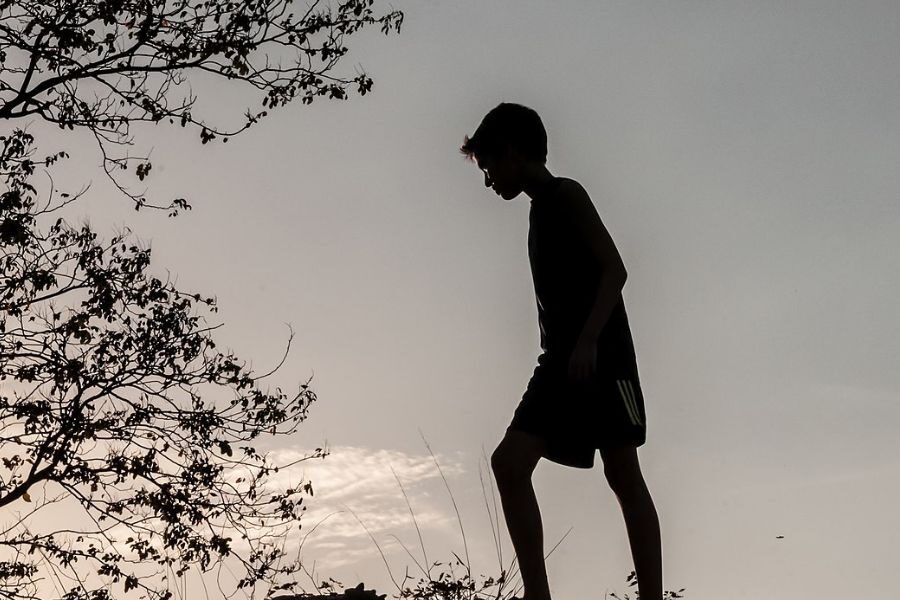 Shadow of a boy at a park