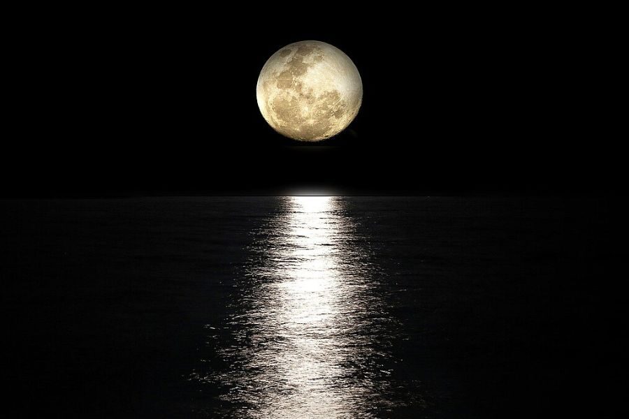 The moon over the ocean